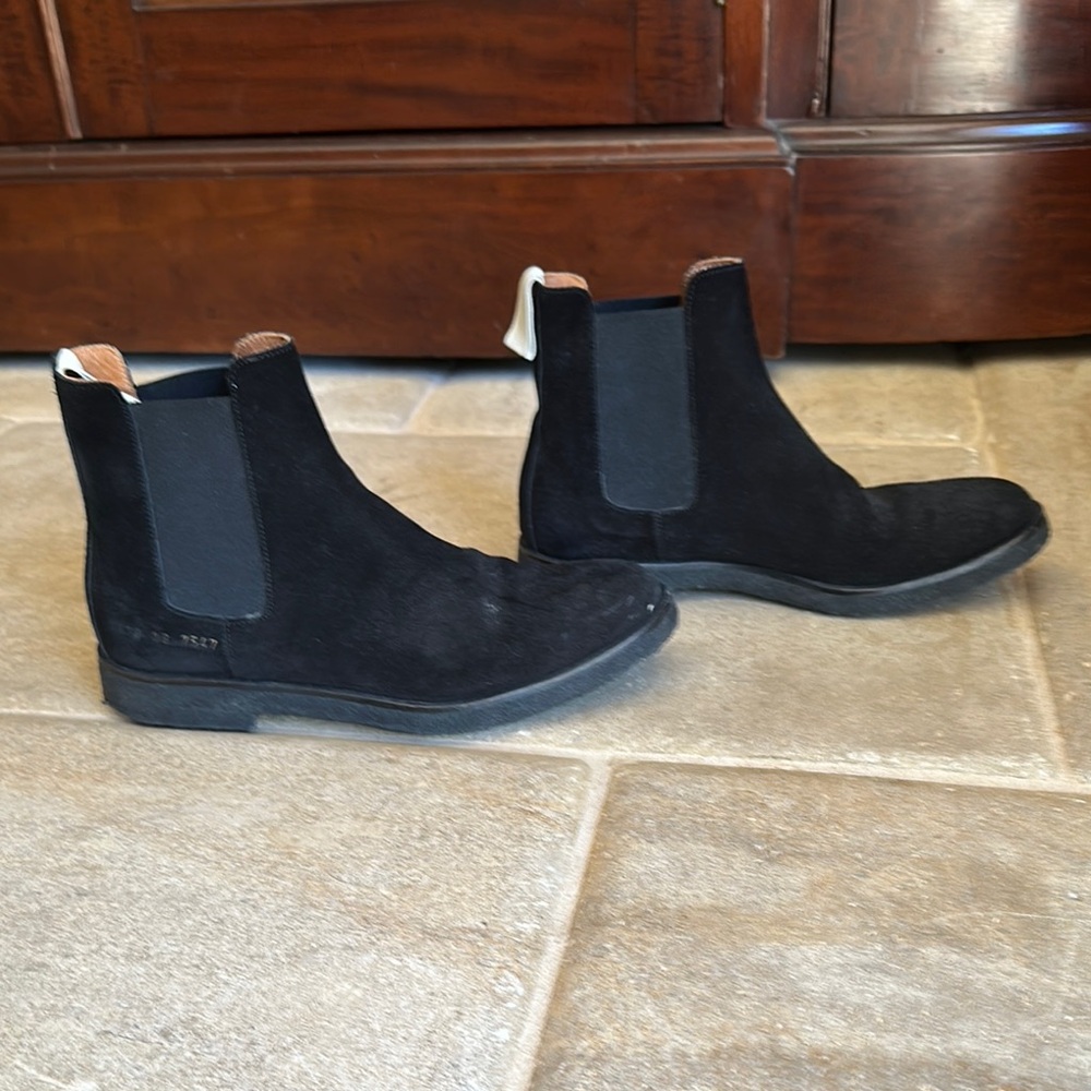 Black Ankle Boots with Suede Finish and Elastic Panels